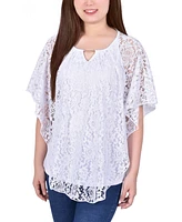 Ny Collection Women's Lace Poncho Top with Bar