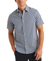 Nautica Men's Slim Fit Navtech Check Short Sleeve Button-Front Shirt