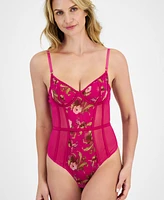 I.n.c. International Concepts Women's Tropical Jungle Mesh Thong Bodysuit, Created for Macy's