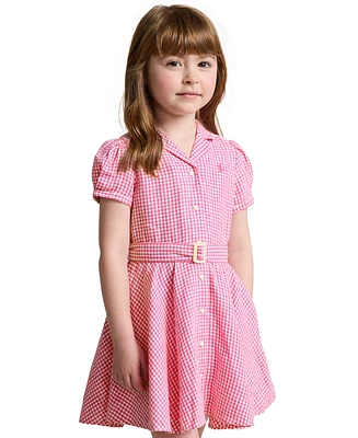 Polo Ralph Lauren Toddler and Little Girls Belted Gingham Linen Dress