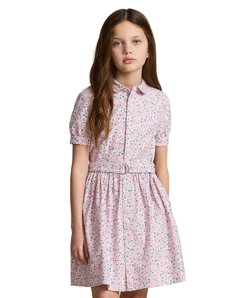 Polo Ralph Lauren Big Girls Belted Floral Cotton Oxford Dress