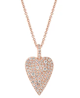 Effy Diamond Pave Heart 18" Pendant Necklace (5/8 ct. t.w.) in 14k Rose Gold