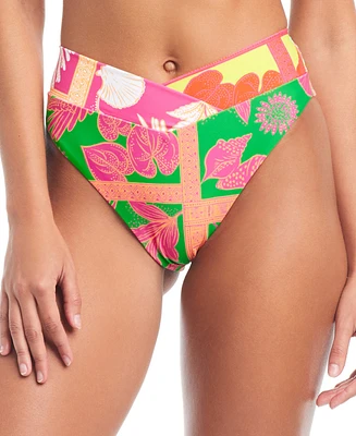 Bar Iii Women's V-Waist Printed High-Leg Bikini Bottoms, Created for Macy's