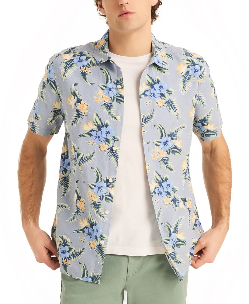 Nautica Men's Floral Print Short Sleeve Button-Front Shirt