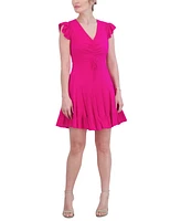 Eliza J Women's Ruched Flutter-Sleeve V-Neck Dress