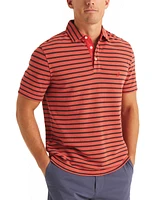 Nautica Men's Striped Pique Short Sleeve Polo Shirt