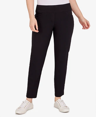 Ruby Rd. Petite Mid-Rise Pull-On Straight Solar Millennium Tech Ankle Pants