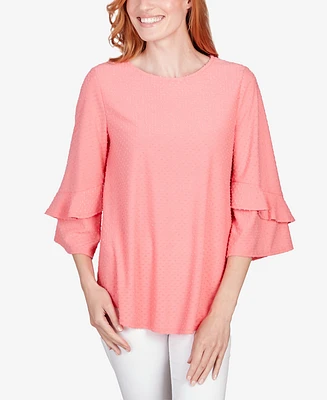 Ruby Rd. Petite Swiss Dot Textured Solid Party Top