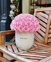 Rose Box Nyc Half Ball of Long Lasting Preserved Real Roses in Premium Ceramic Vase, 50