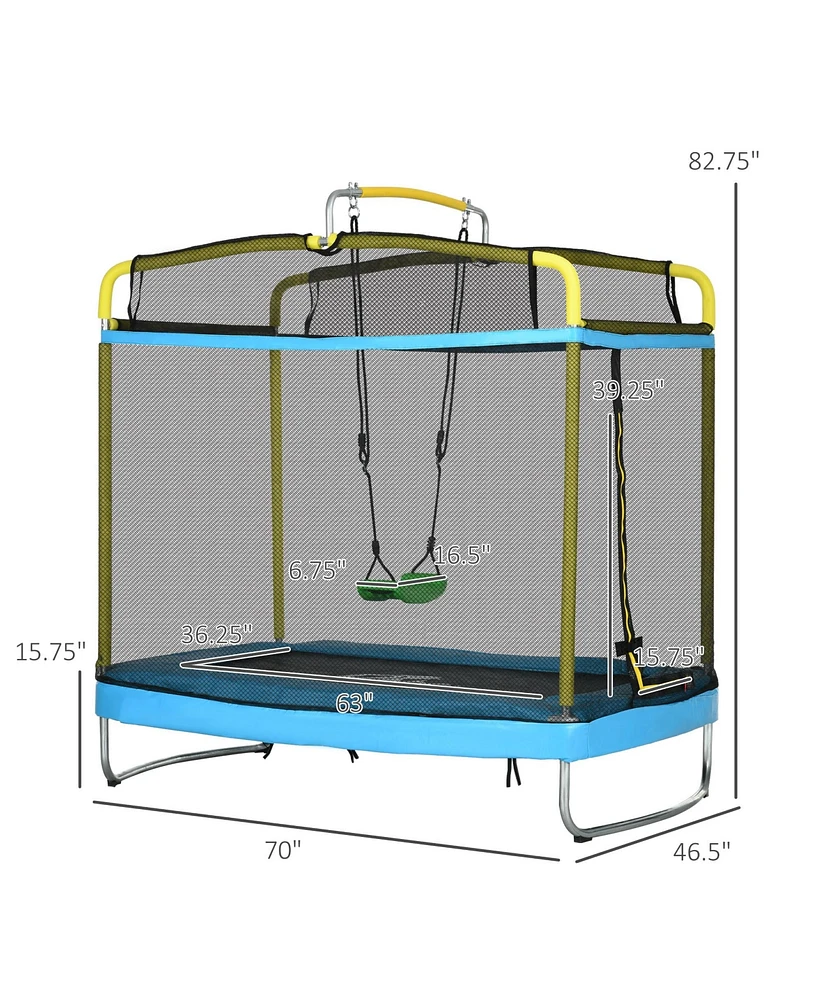 Qaba 3-In-1 Trampoline for Kids, 6.9' Kids Trampoline with Net, Light Blue