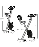 Soozier Foldable Upright Training Exercise Bike Indoor Stationary X Bike with 8 Levels of Magnetic Resistance for Aerobic Exercise