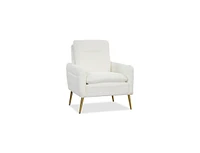 Upholstered Sherpa Modern Accent Armchair for Living Room-White