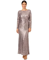 Adrianna Papell Women's Sequined Long-Sleeve Gown