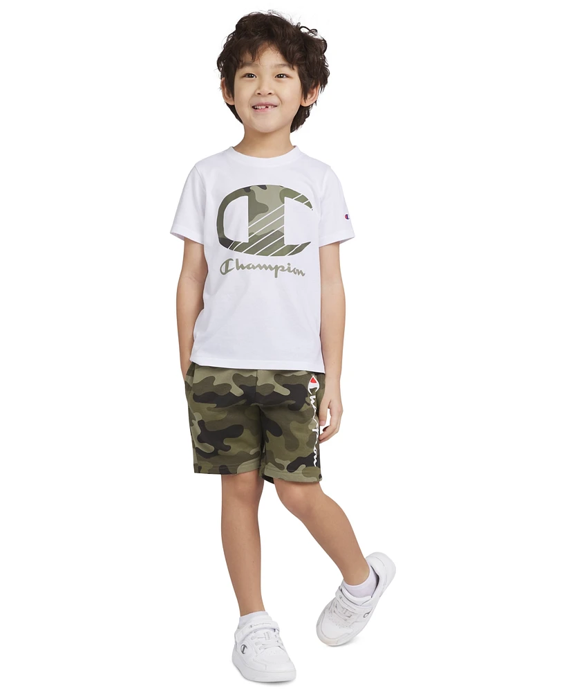 Champion Toddler & Little Boys Short-Sleeve T-Shirt & Fleece Shorts, 2 Piece Set