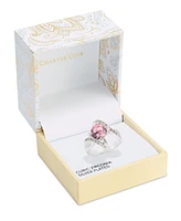 Charter Club Silver-Tone Pave & Pink Crystal Bypass Ring, Created for Macy's