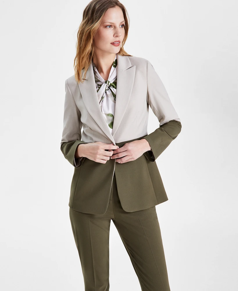 Tahari Asl Women's Peak-Lapel Colorblocked Single-Button Blazer