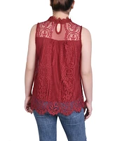 Ny Collection Mock-Neck Lace Top