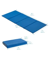 ECR4Kids Everyday Folding Rest Mat, 4-Section, 5/8in, Sleeping Pad, Blue/Grey, 5-Pack