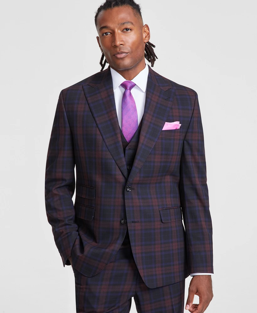 Tayion Collection Men's Classic-Fit Plaid Suit Jacket