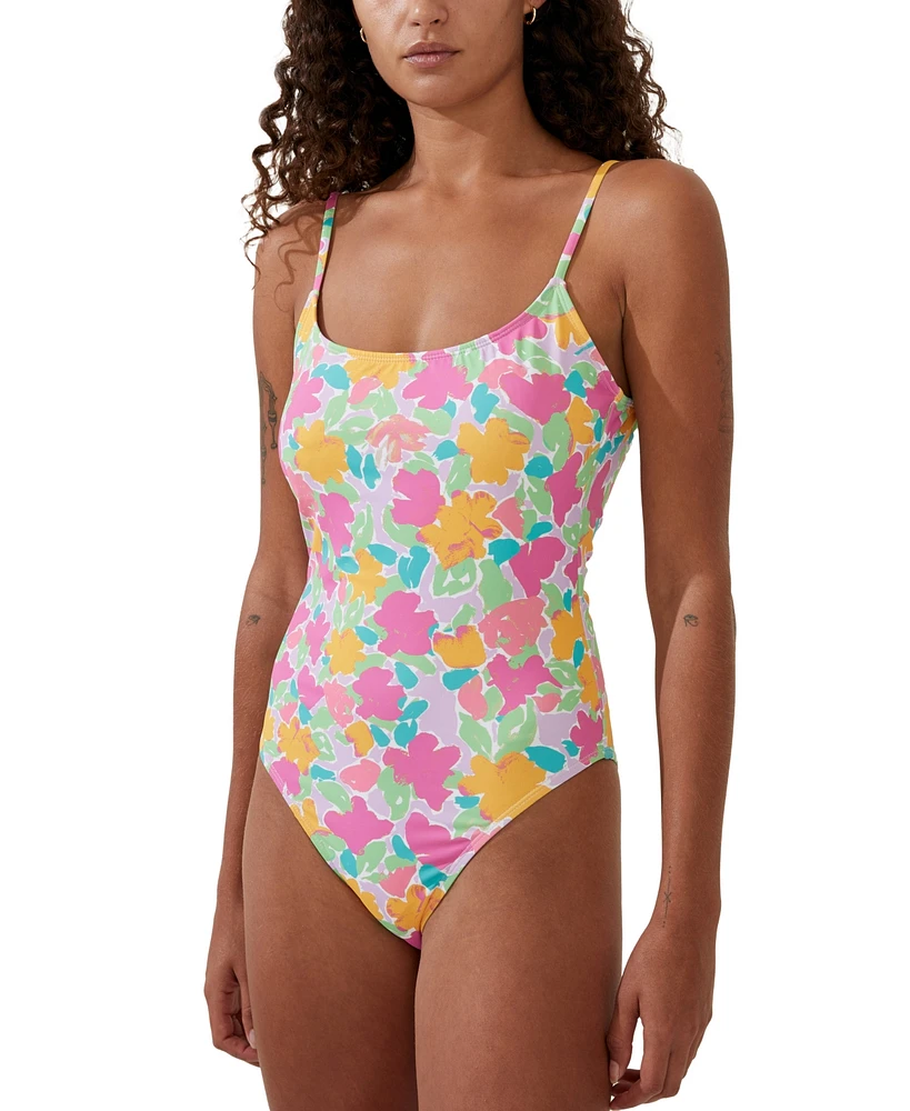 Cotton On Women's Floral-Print Cheeky One-Piece Swimsuit