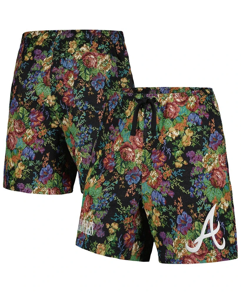 Men's Pleasures Black Atlanta Braves Floral Shorts