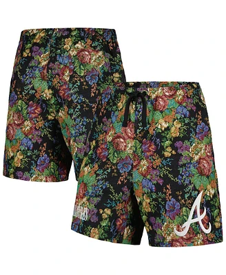Men's Pleasures Black Atlanta Braves Floral Shorts