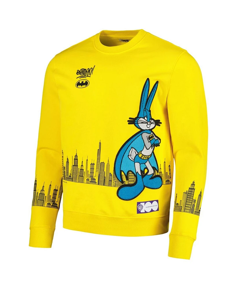 Men's Freeze Max Yellow Looney Tunes Bugs Bunny Batman Pullover Sweatshirt