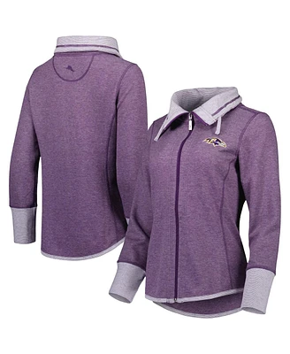 Women's Tommy Bahama Heathered Purple Baltimore Ravens Sport Sun Fade Full-Zip Sweatshirt