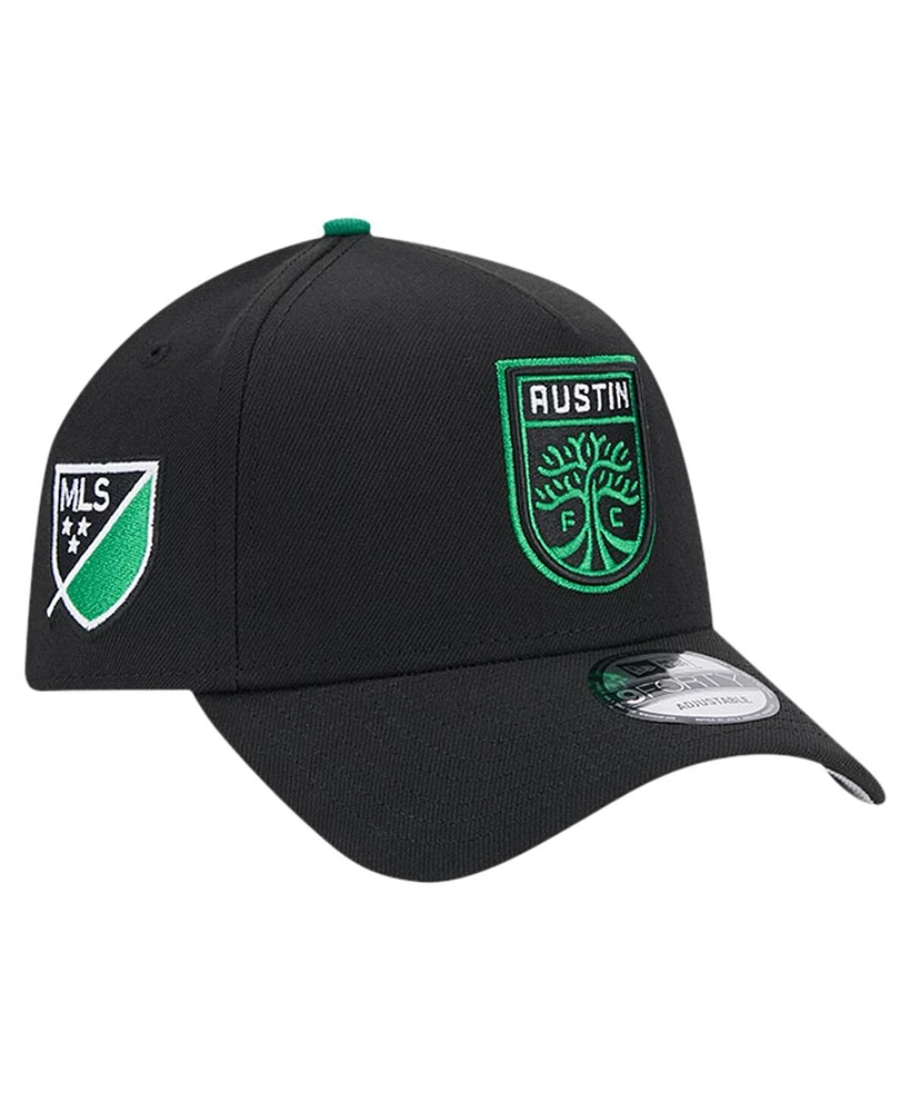 Men's New Era Black Austin Fc 2024 Kick Off Collection 9FORTY A-Frame Adjustable Hat