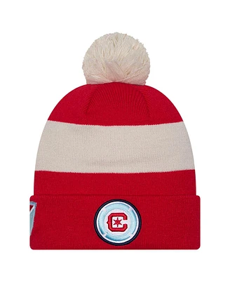 Men's New Era Red Chicago Fire 2024 Kick Off Collection Cuffed Knit Hat with Pom