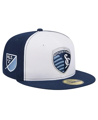 Men's New Era White, Navy Sporting Kansas City 2024 Kick Off Collection 59FIFTY Fitted Hat