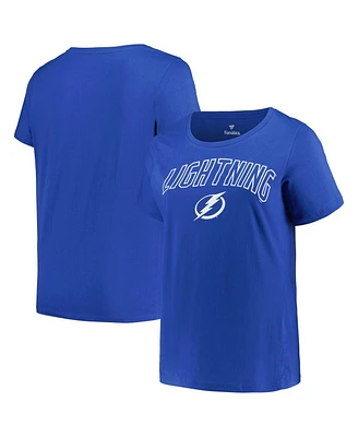 Women's Profile Blue Tampa Bay Lightning Plus Arch Over Logo T-shirt