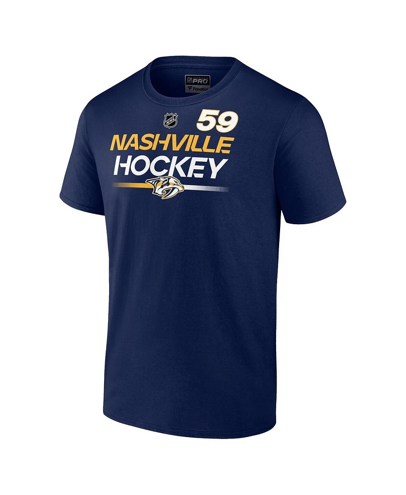 Men's Fanatics Roman Josi Navy Nashville Predators Authentic Pro Prime Name and Number T-shirt