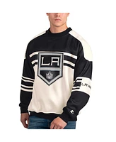 Men's Starter White Los Angeles Kings Defense Fleece Crewneck Pullover Sweatshirt