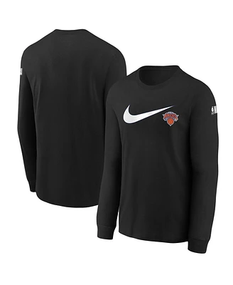 Big Boys Nike Black New York Knicks Swoosh Long Sleeve T-shirt