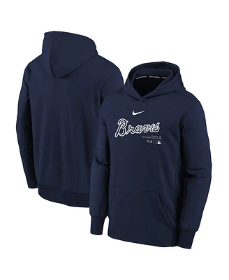 Big Boys Nike Navy Atlanta Braves Authentic Collection Performance Pullover Hoodie