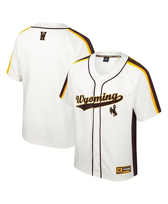 Men's Colosseum Cream Wyoming Cowboys Ruth Button-Up Baseball Jersey