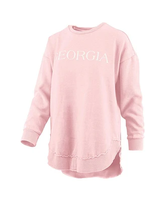 Women's Pressbox Pink Distressed Georgia Bulldogs Seaside Springtime Vintage-Like Poncho Pullover Sweatshirt