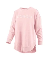 Women's Pressbox Pink Distressed Georgia Bulldogs Seaside Springtime Vintage-Like Poncho Pullover Sweatshirt