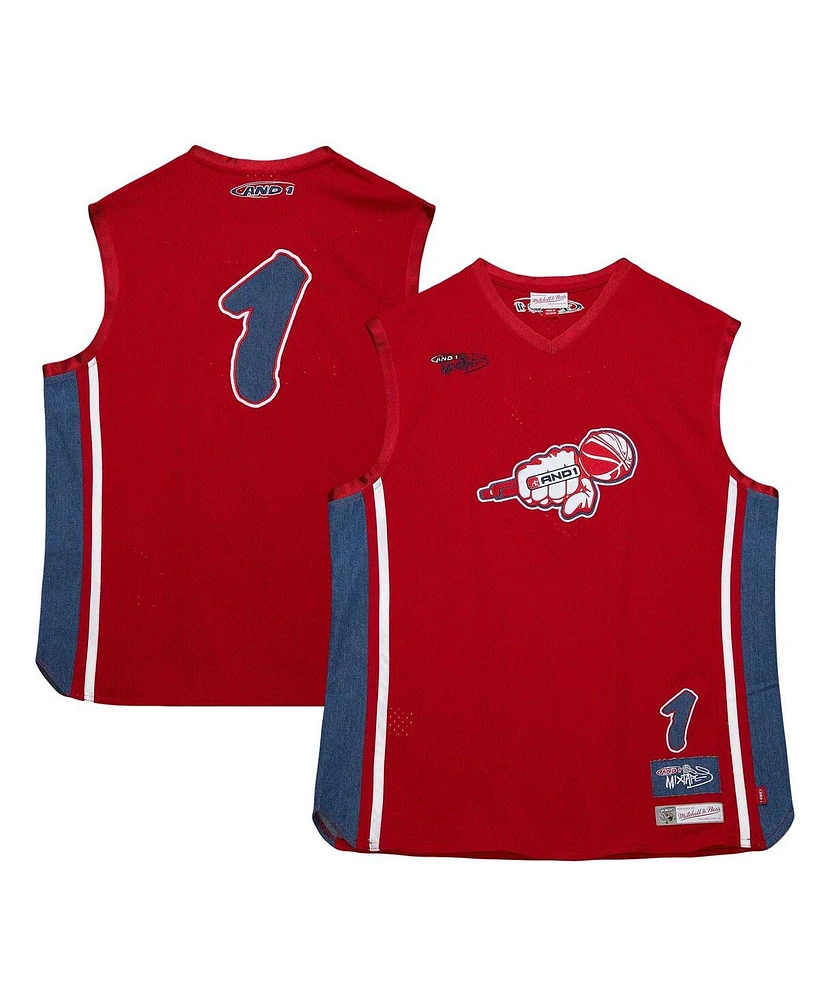 Men's Mitchell & Ness Red And 1 Mixtape Jersey