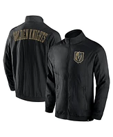 Men's Fanatics Black Vegas Golden Knights Step Up Crinkle Raglan Full-Zip Windbreaker Jacket