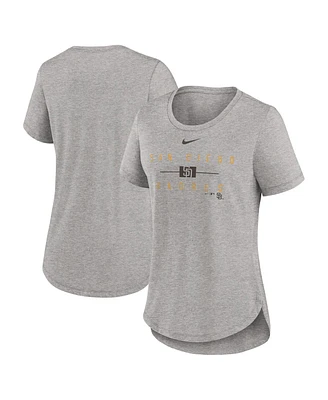 Women's Nike Heather Charcoal San Diego Padres Knockout Team Stack Tri-Blend T-shirt