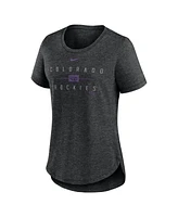 Women's Nike Heather Black Colorado Rockies Knockout Team Stack Tri-Blend T-shirt