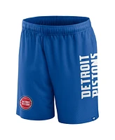 Men's Fanatics Blue Detroit Pistons Post Up Mesh Shorts