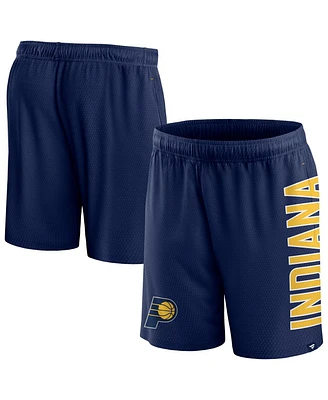 Men's Fanatics Navy Indiana Pacers Post Up Mesh Shorts