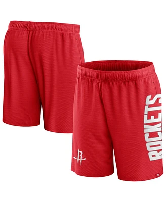 Men's Fanatics Red Houston Rockets Post Up Mesh Shorts