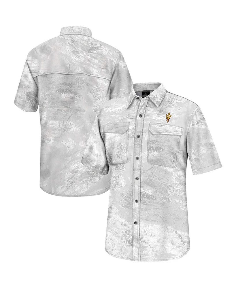 Men's Colosseum White Arizona State Sun Devils Realtree Aspect Charter Full-Button Fishing Shirt