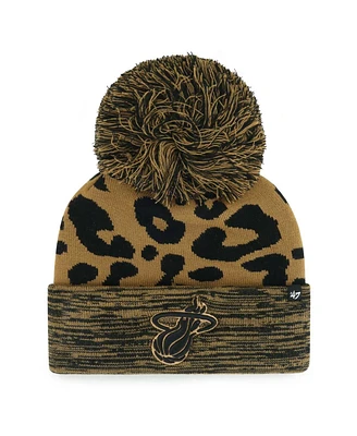 Women's '47 Brand Leopard Miami Heat Rosette Cuffed Knit Hat with Pom