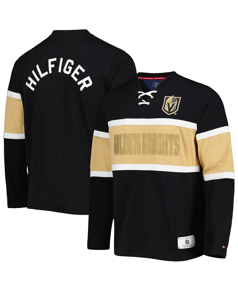 Men's Tommy Hilfiger Black Vegas Golden Knights Walter Lace-Up Long Sleeve Top