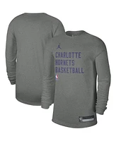 Men's and Women's Jordan Heather Gray Charlotte Hornets 2023/24 Legend On-Court Practice Long Sleeve T-shirt